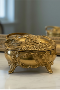 Vintage Gilt Rococo Jewelry Casket with Crimson Velvet Interior